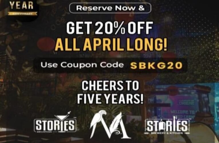 Stories Brewery & Kitchen Celebrates 5 Years of Crafting Memories with Unbeatable Offers