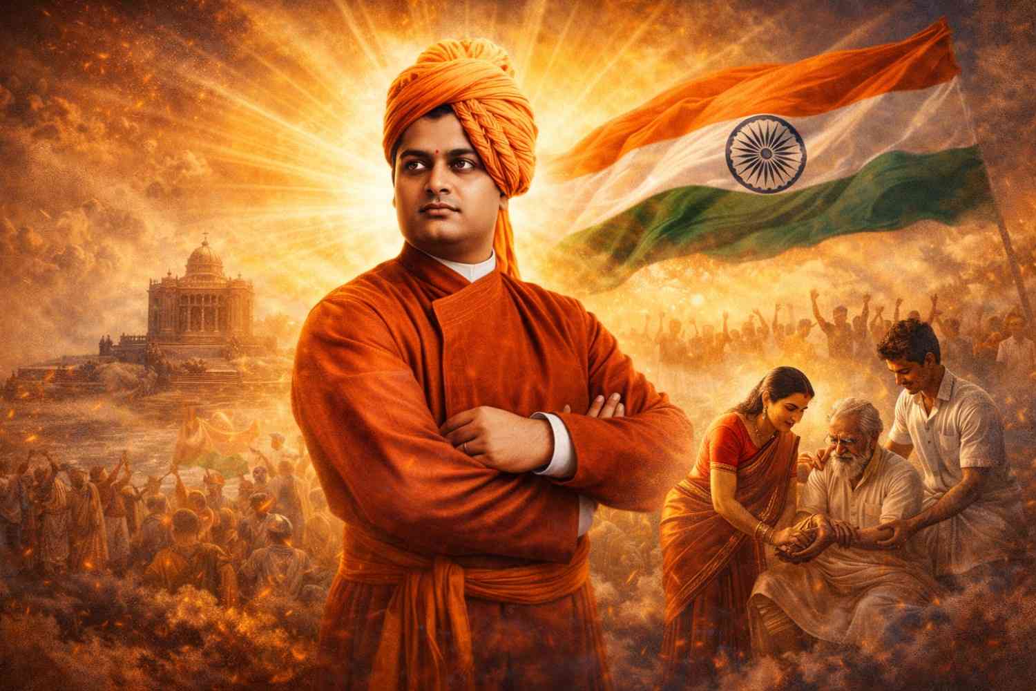 Vivekananda representing strength, spirituality, and national awakening in modern India