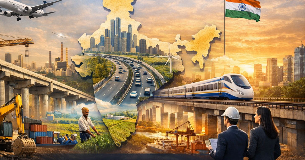 Highways & Expressways – Delhi-Mumbai Expressway (1,350 km) and 25,000 km of highways built in the last 5 years, boosting logistics and travel.