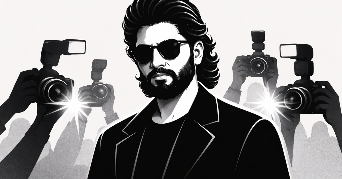 Minimal flat vector illustration of a neutral human silhouette surrounded by faint abstract rule lines, symbolizing controversy and public scrutiny, on a white background.