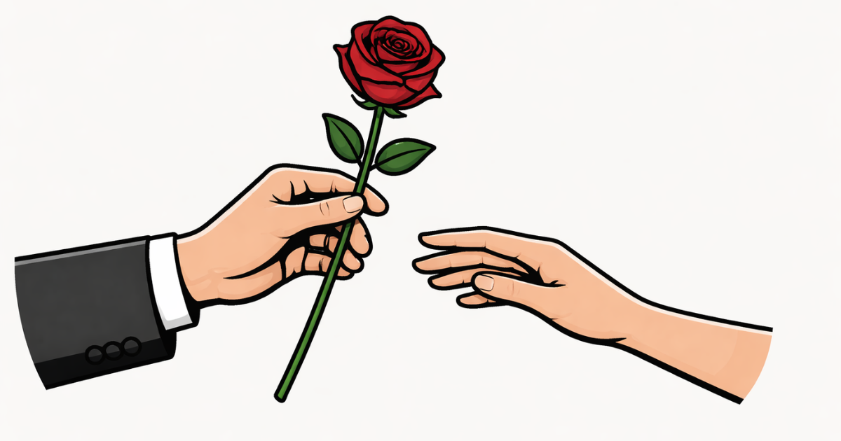 Minimal flat vector illustration of a single red rose placed upright against a white background, symbolising Valentine Week in a clean, editorial news style.