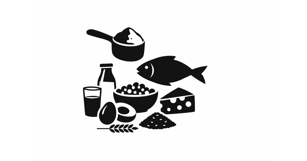 Minimal flat vector illustration of a white plate with balanced high-protein Indian foods such as lentils, eggs, paneer and legumes arranged neatly on a white background, symbolizing a protein-focused diet trend.