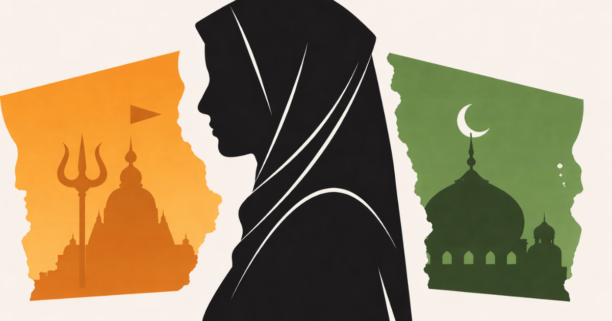 Minimal flat vector illustration of a single silhouetted film camera casting a long shadow shaped like a divided speech bubble, symbolising public debate around cinema, on a white background.