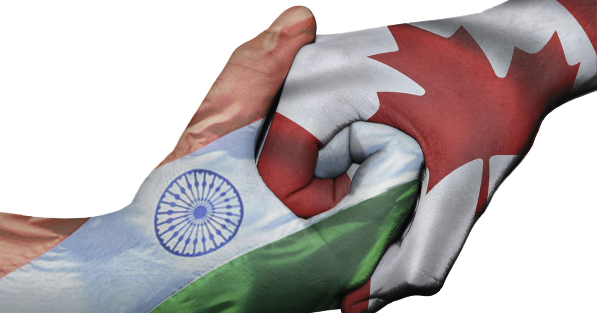 Minimal illustration representing security and law enforcement cooperation between India and Canada